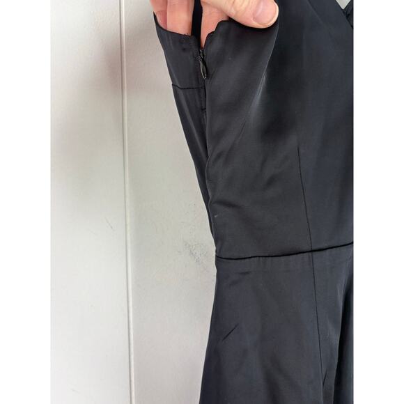 Abercrombie & Fitch Black Satin Ruched Cutout Midi Dress Size XS Tall - Picture 7 of 8